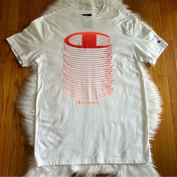 New Champion Short Sleeve Orange and White Tee Large Tall - Picture 1 of 5